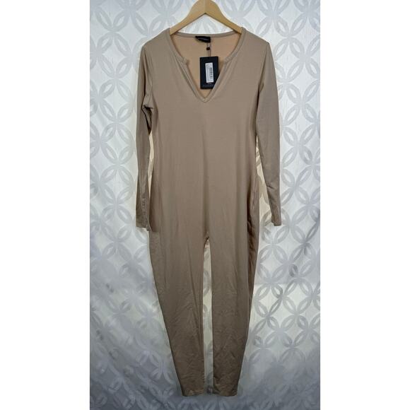 Prettylittlethings Stone Seamless Cotton Elastane V Neck Jumpsuit Size 8 NWT - Picture 6 of 10